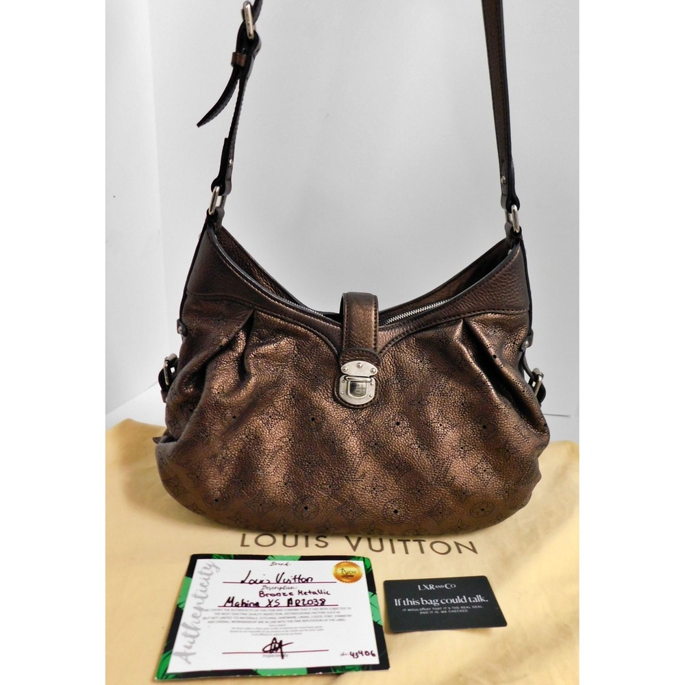 Louis Vuitton Metallic Brown Mahina Leather XS Crossbody Hobo Bag - Picture 3 of 11